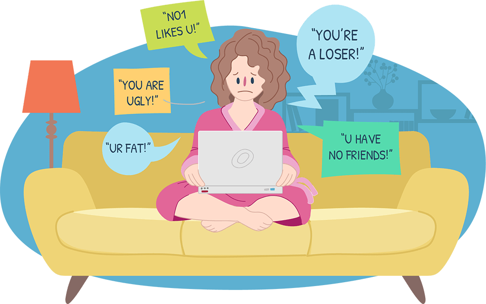 Teen girl being cyberbullied